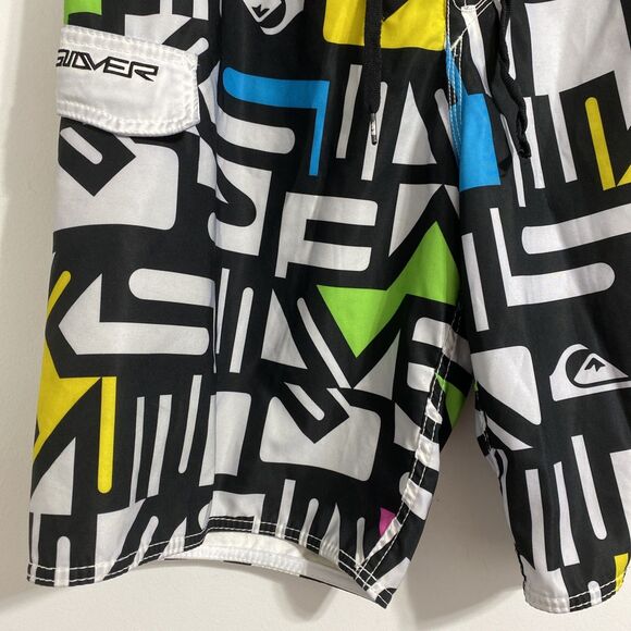 Quicksilver Board Shorts Men's Waist 36 Swim Trunks Cargo Pocket Unlined 90s Y2K - Picture 3 of 12